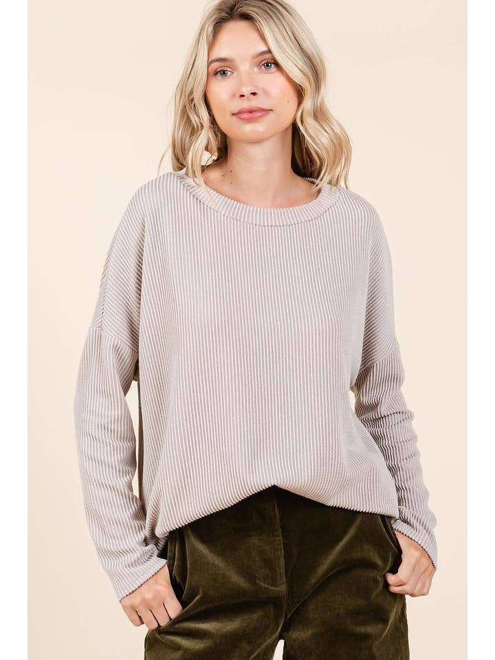 mittoshop - Wholesale Tunic - Women's - URBAN RIB KNIT LONG SLEEVE RELAXED FIT TOP12