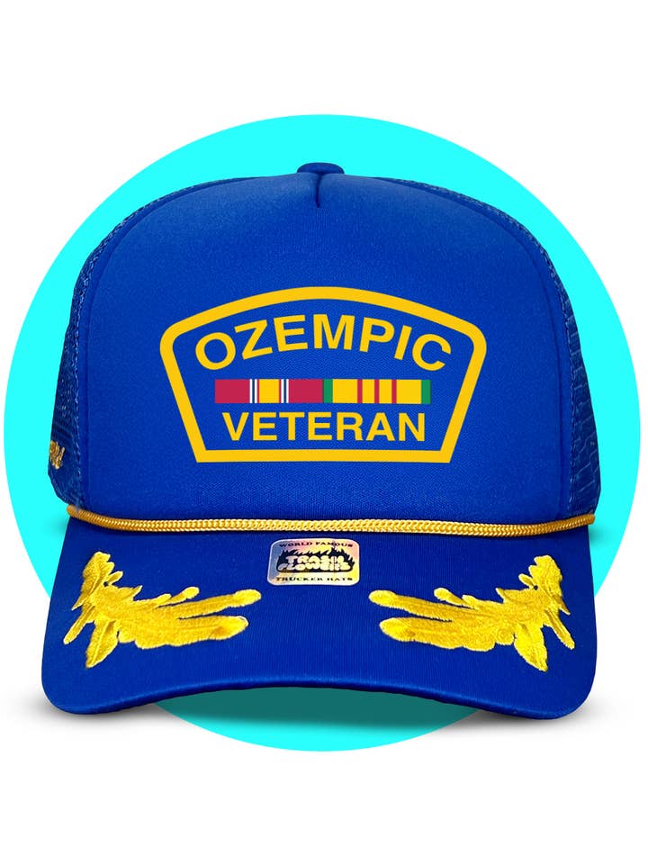 Casquette de camionneur vétéran Ozempic pour la vente par Trash Flowers Trucker Hats