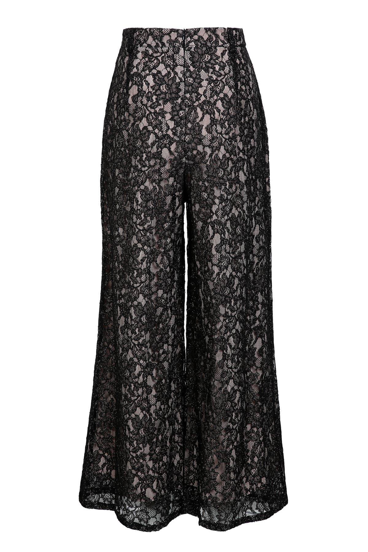 Beulah Style - Wholesale Pants - Women's - Floral Embroidered Mesh Maxi Slacks PC70363