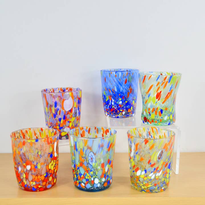 Via Graceffo – wholesale Drinking glass/cup – Murano Glass Set of 6 Multicolored Tumblers - Franco