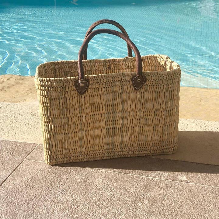 HandmadeBestSeller - Wholesale Beach Bag - Reed Storage baskets - leather handles Beach Basket