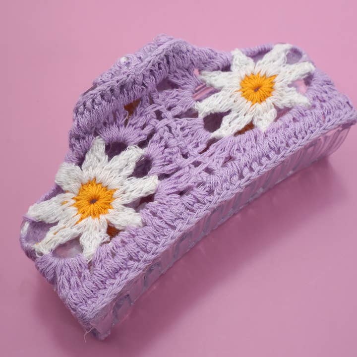 JOSSLYN by wall to wall - Wholesale Hair Clip - Women's - JUMBO HANDMADE CROCHET FLORAL HAIR CLAW CLIPS | 40H9387