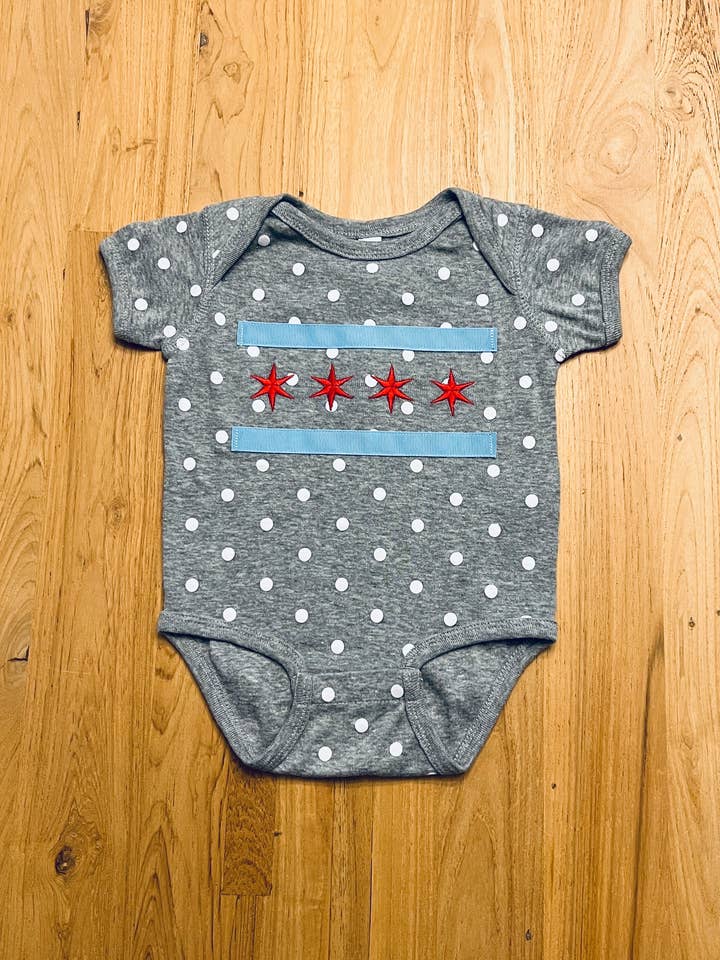 chicago flag onesie, polka dot for wholesale by tori grace outfitters