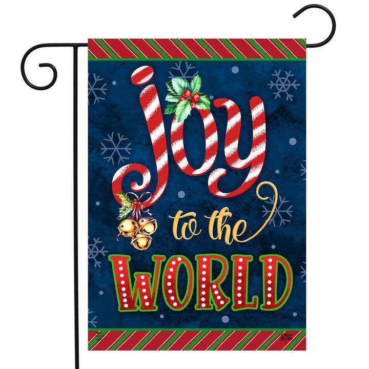 Joyous World Christmas Double Sided Garden Flag 18" x 12.5" for wholesale by Briarwood Lane