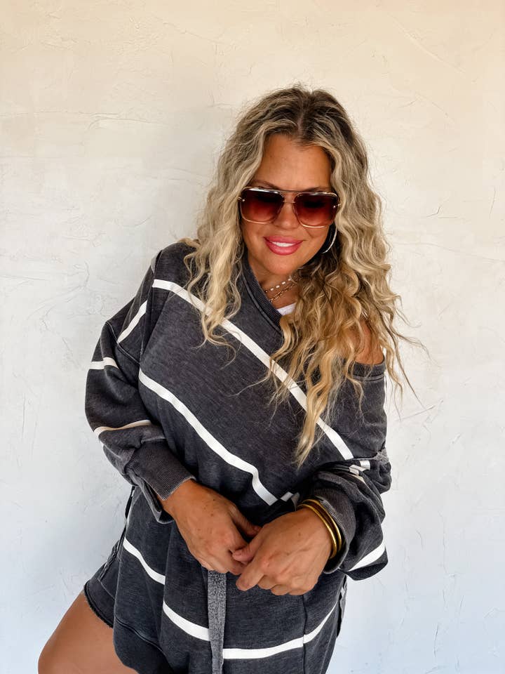 BLAKELEY - Wholesale Sweatshirt - Women's - CLASSIC CREW STRIPED PULLOVER2