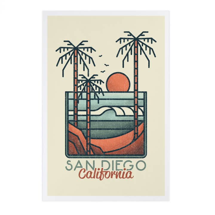 PREMIUM POSTCARDS San Diego, California, Palm Trees for wholesale by Lantern Press