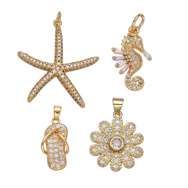 It's Especially Lucky - Wholesale Individual Charm/Pendant - Stone Inlaid Beach Charms
