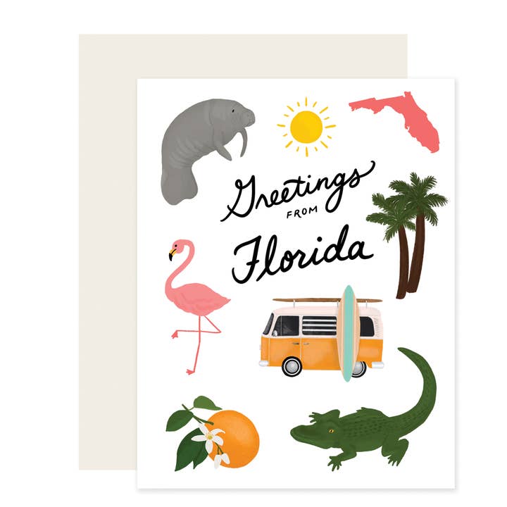 Greetings from Florida Card for wholesale by Slightly Stationery