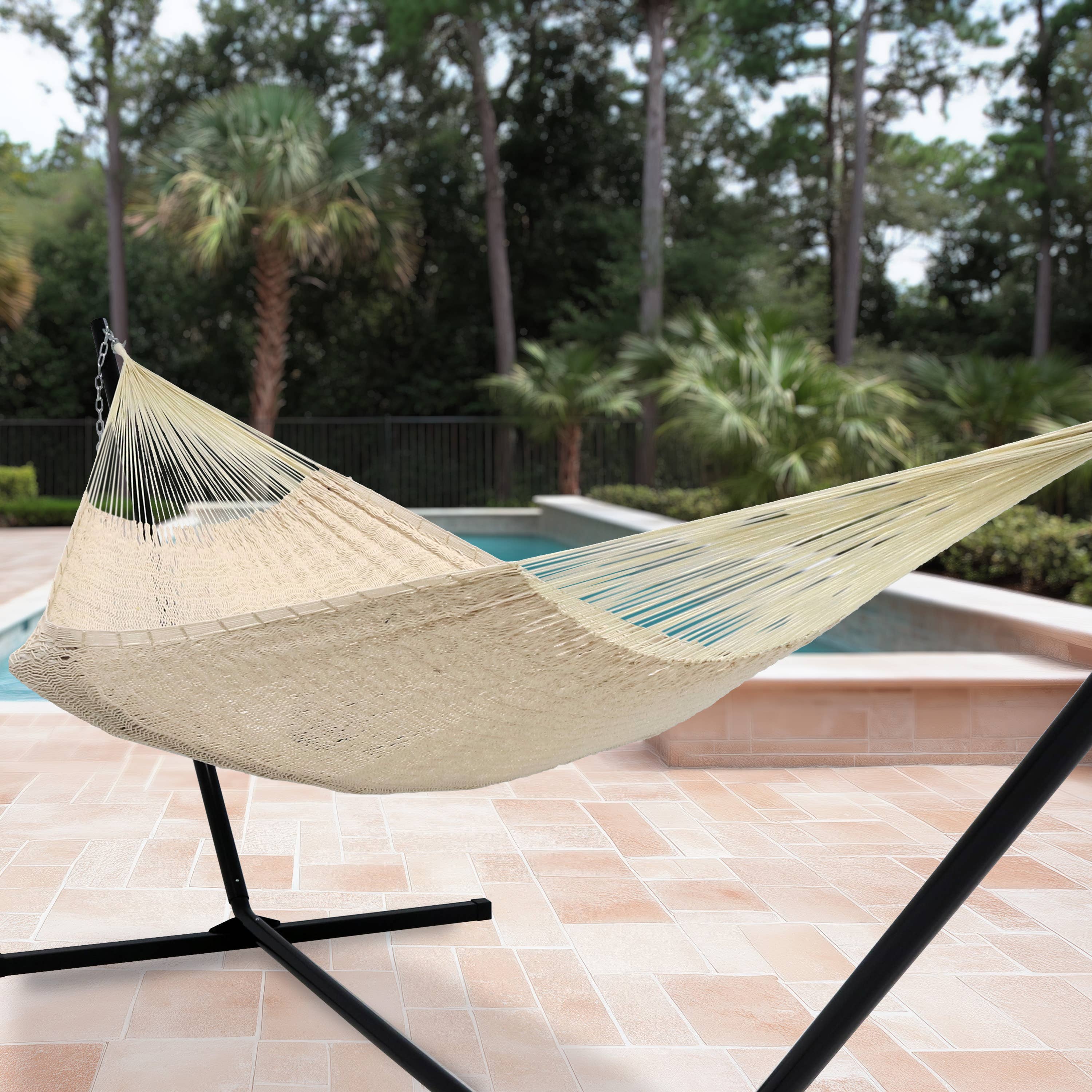 Sunnydaze Decor - Wholesale Hammock - 2-Person Cotton and Nylon Woven Fabric Hammock - Natural0