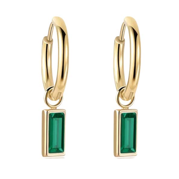 Emerald Hoop Earrings for wholesale by The Messy Archive