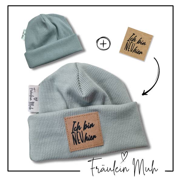 PET VOOR PASGEBORENEN met slogan gemaakt van monochrome geribbelde jersey voor wholesale door Fräulein Muh