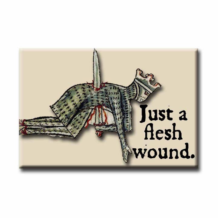 Medieval Marginalia Flesh Wound Refrigerator Magnet for wholesale by ChicalooKate