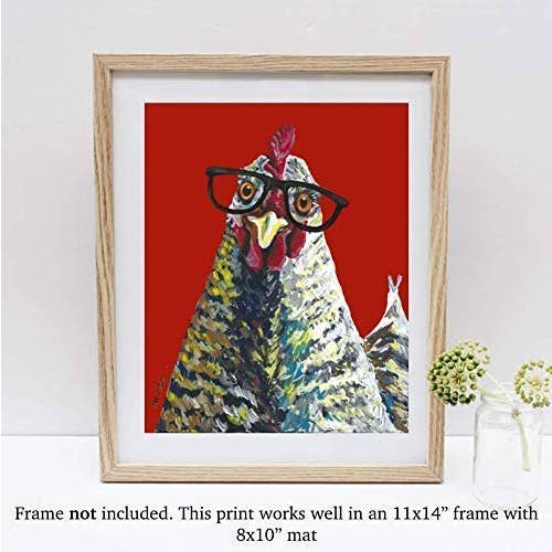 Chicken Art Print, 'Williaminia' Farm Animal Art Print for wholesale by Hippie Hound Studios