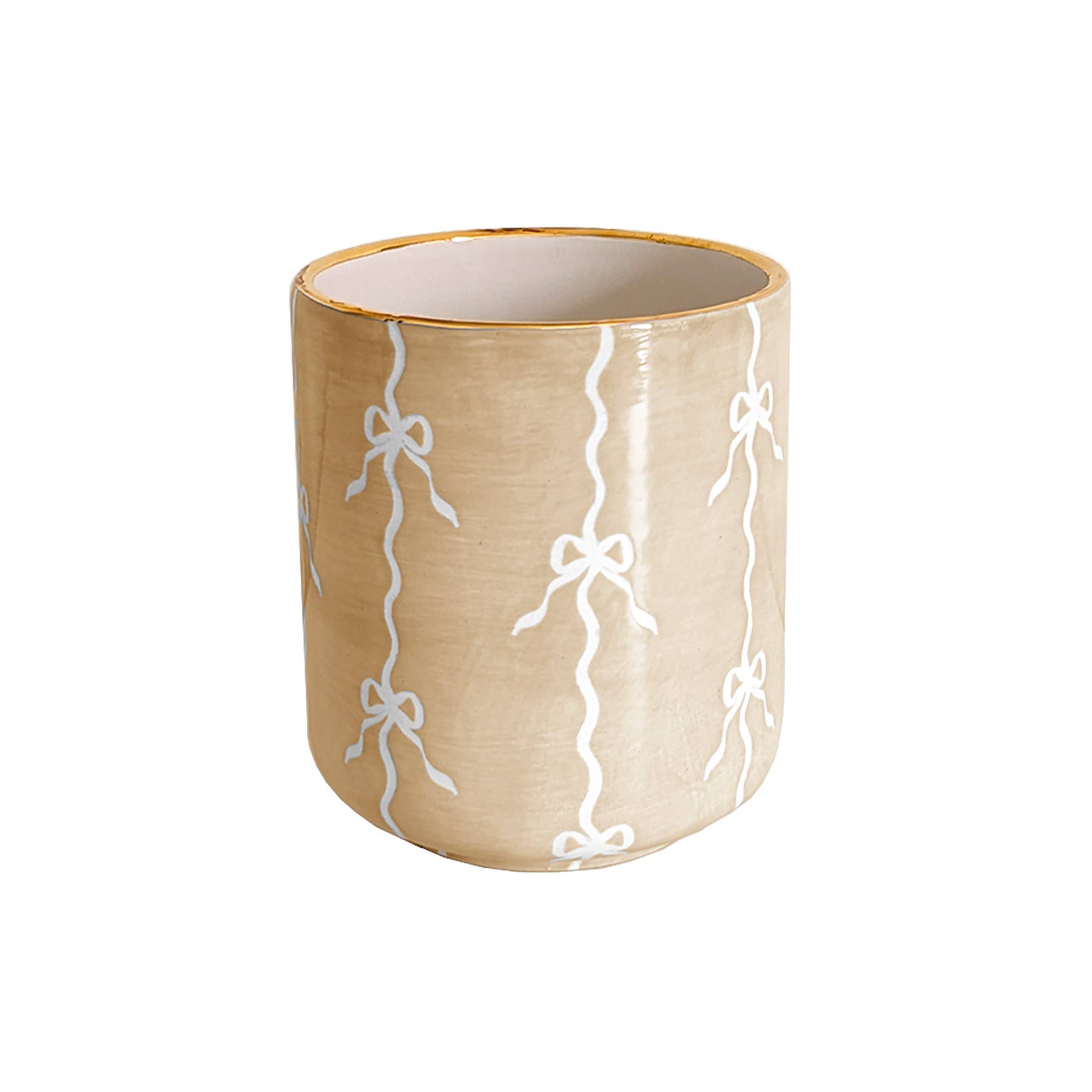Lo Home | Ruby Clay - Wholesale Vase - Bow Stripe Vase with 22K Gold Accent9