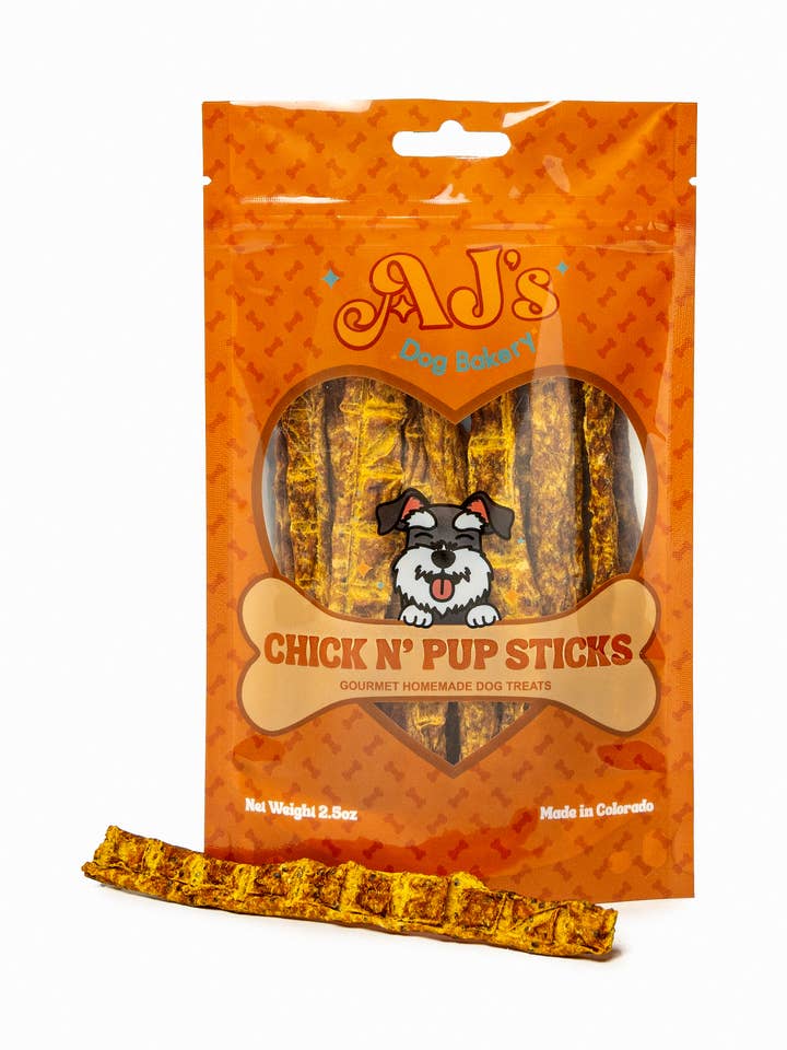 Chick N' Pupkin Sticks for wholesale by AJ's Dog Bakery
