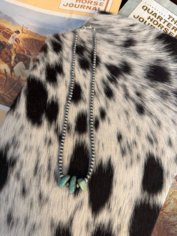 #103 Perles en argent sterling avec pierres de turquoise véritable pour la vente par Z Bars Jewelry