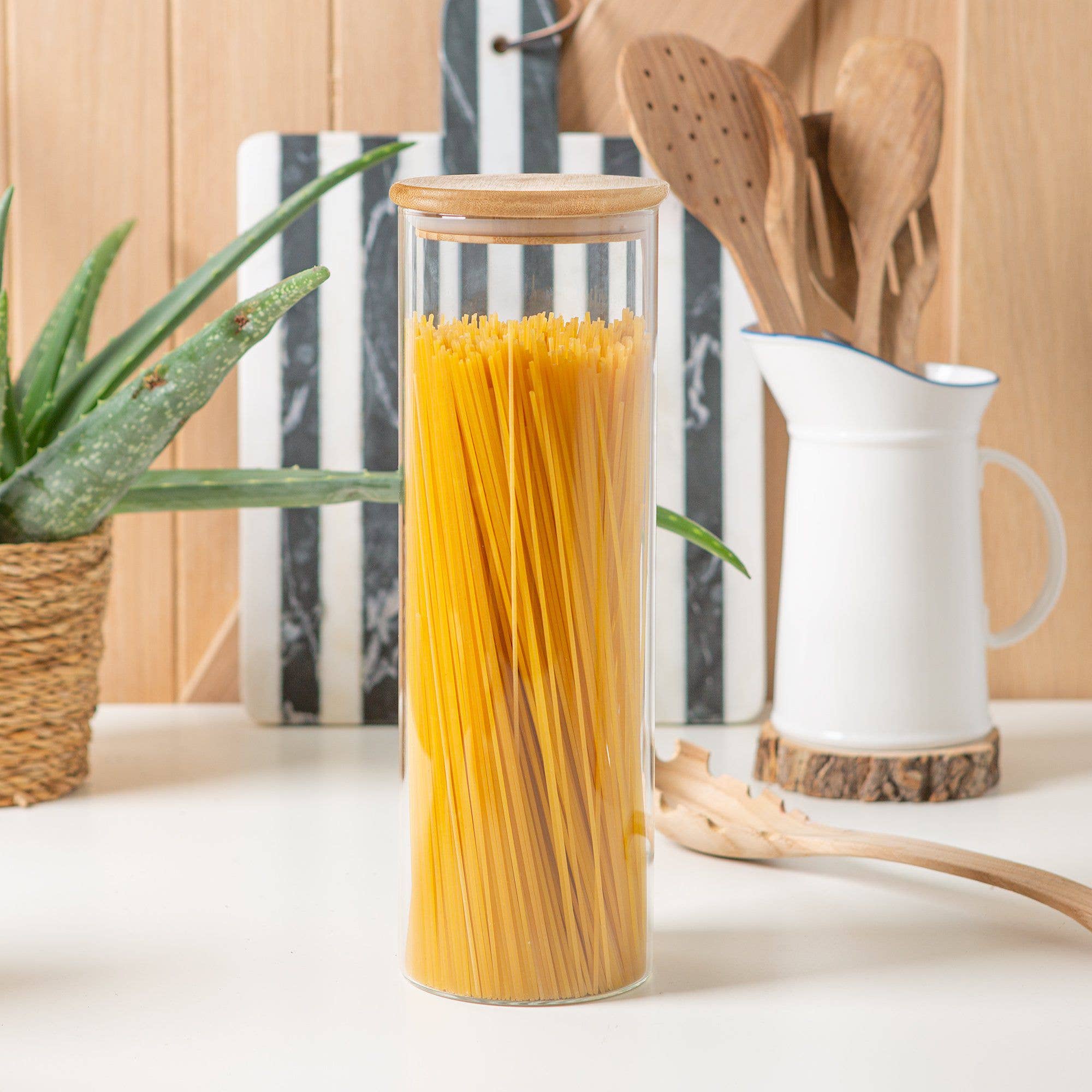 Rinkit Ltd - Wholesale Jar - Scandi Glass Storage Jar with Wooden Lid - 2 Litre1