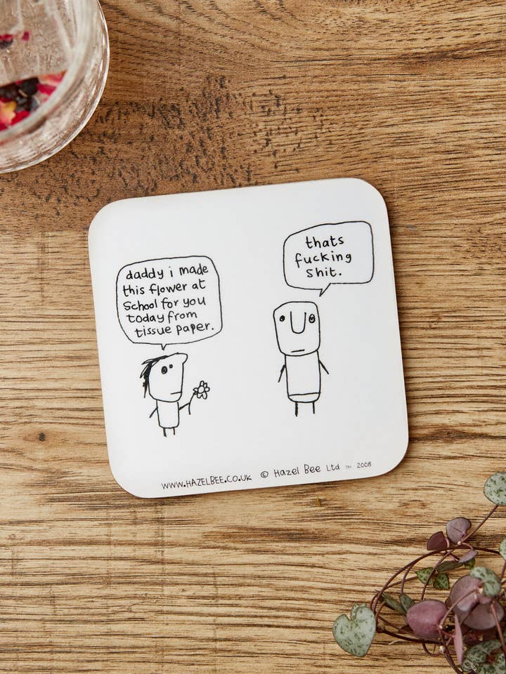Daddy Shit Tissue Paper Flower Coaster for wholesale by Hazel Bee