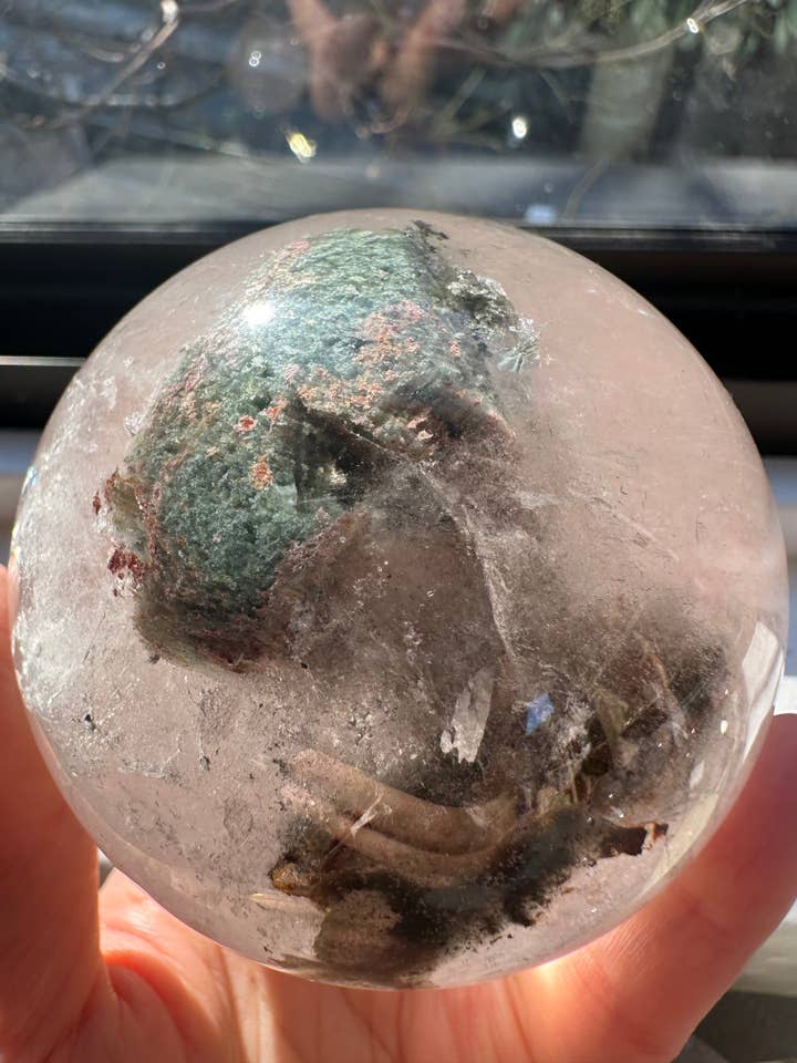 Natural Garden Quartz Sphere with Rainbows | Lodolite Scenic Crystal Ball #7 for wholesale by Moon Rituals