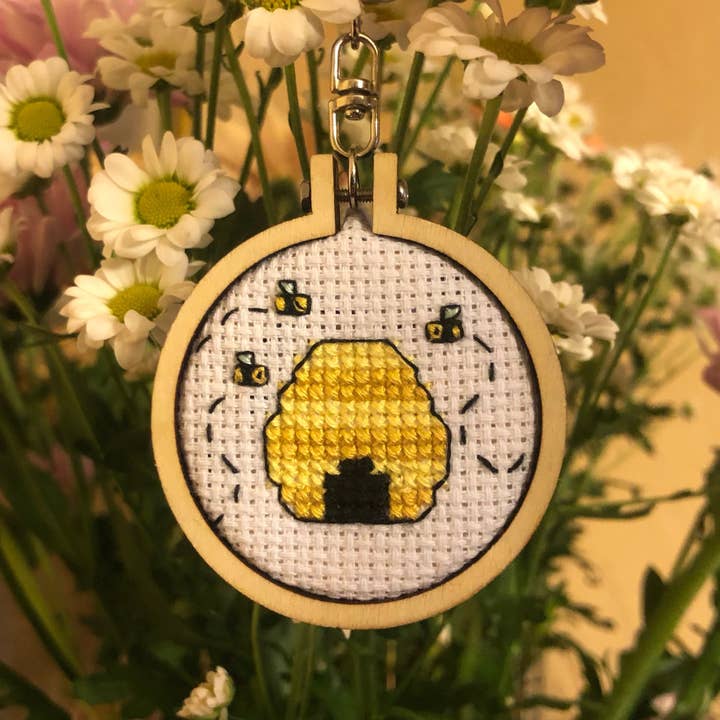 Bee Hive Keyring Cross Stitch Kit - Accessories Collection for wholesale by Craftysmith