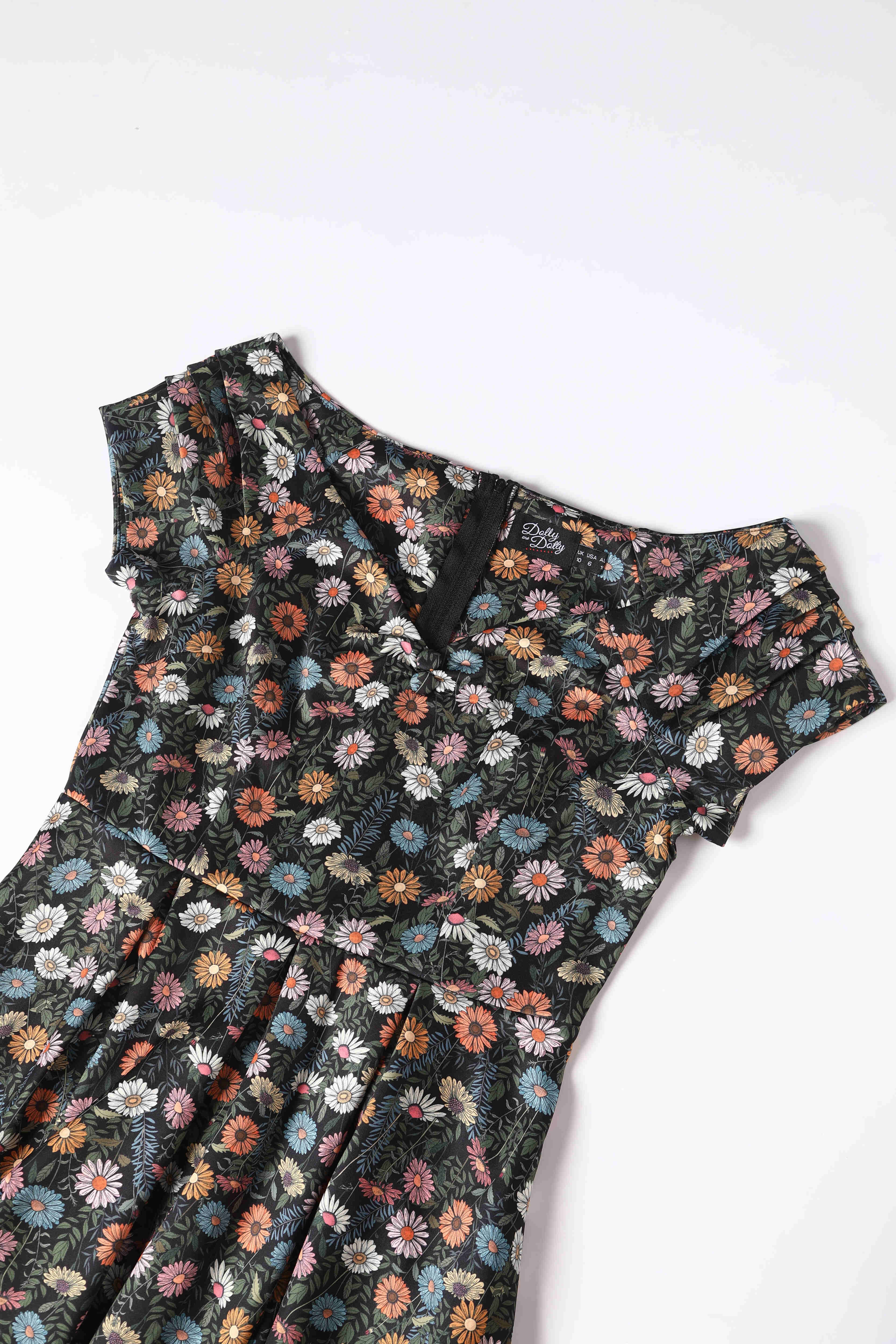 Dolly & Dotty – wholesale Dress – Women's – Lily Black Wildflower Off-Shoulder Dress4