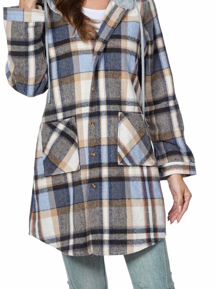 Hooded women plaid coat: HWPT-1 for wholesale by Imagine Imports