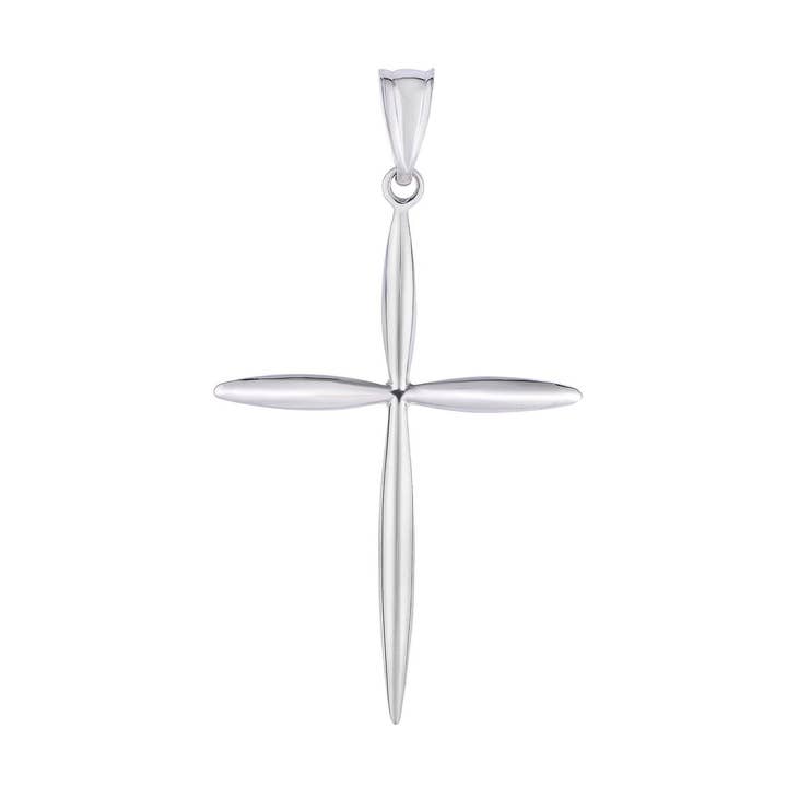 14Kt hvid guld skinnende kantet Fancy tværs vedhæng for engroshandel hos The Diamond Deal