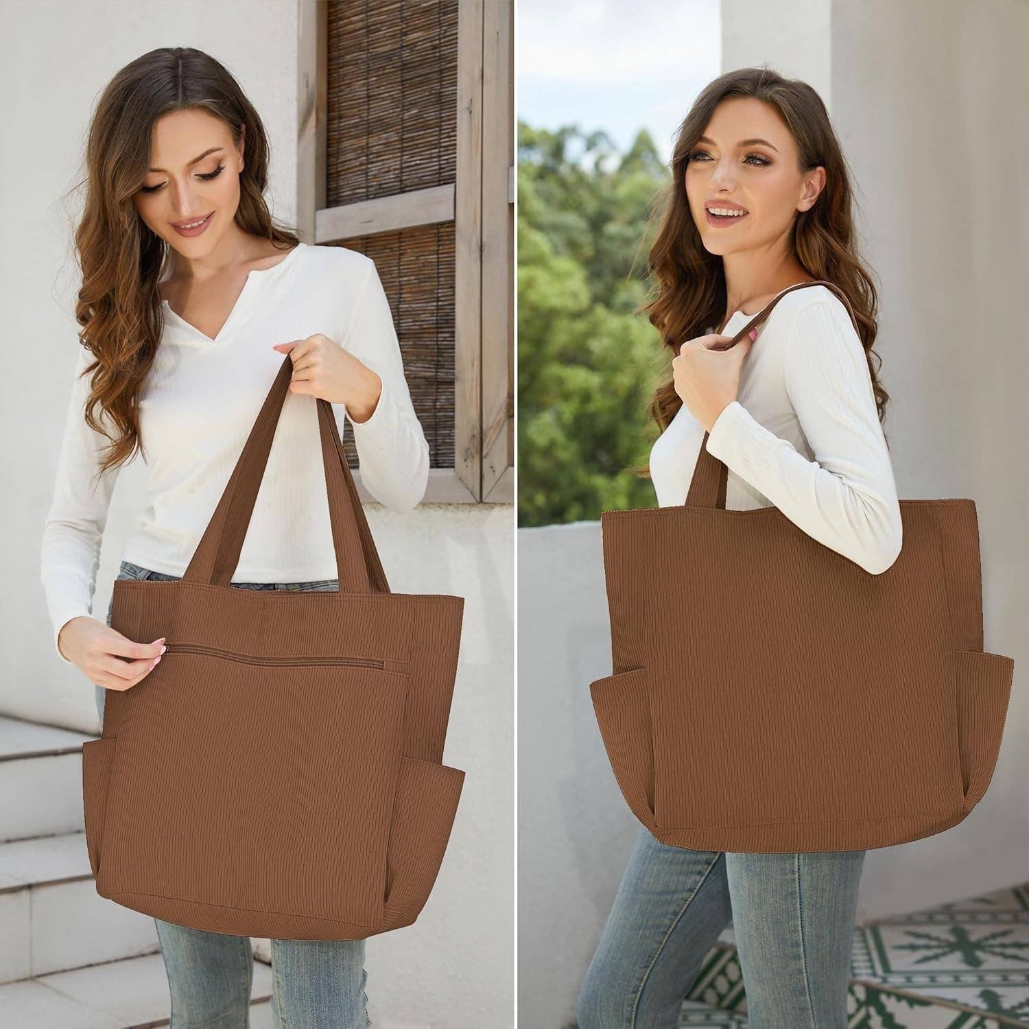 NARWEY INC – Sacola - Mulher por atacado – Grande Saco de Veludo Canelado Buringer para Viagem, Ginásio, Férias8