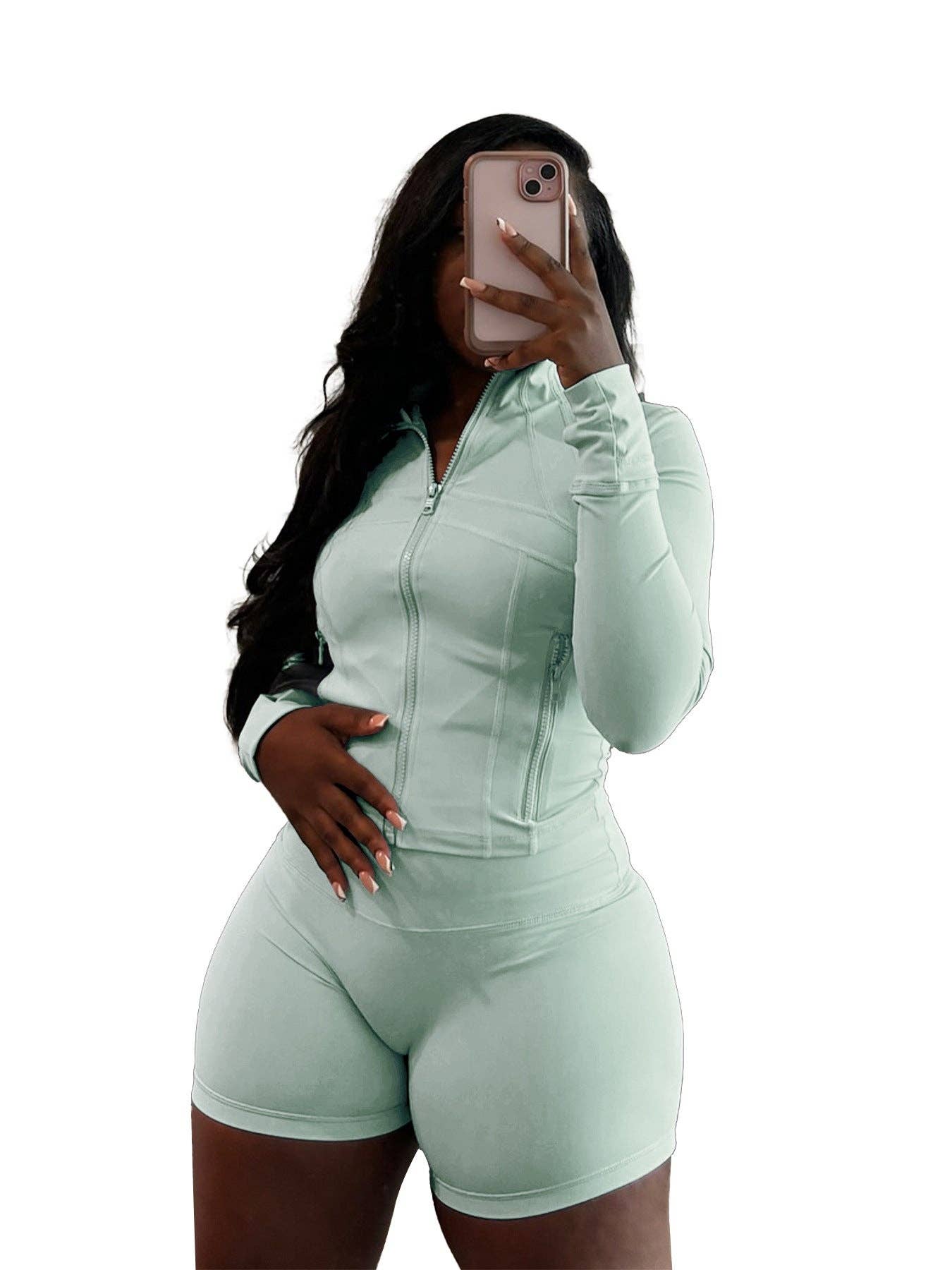 MB Fashion Wholesale - Wholesale Activewear Set - Women's - MB FASHION Athletic Set Long-Sleeve Zip-Up 4068LY9