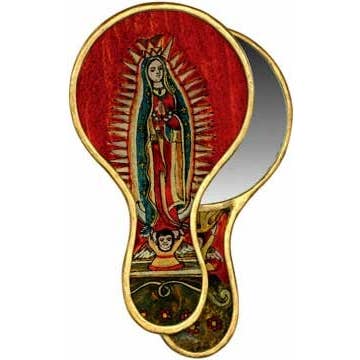 Tesoros Trading Company - Wholesale Compact mirror - V. Guadalupe Hand Mirror, Peru2