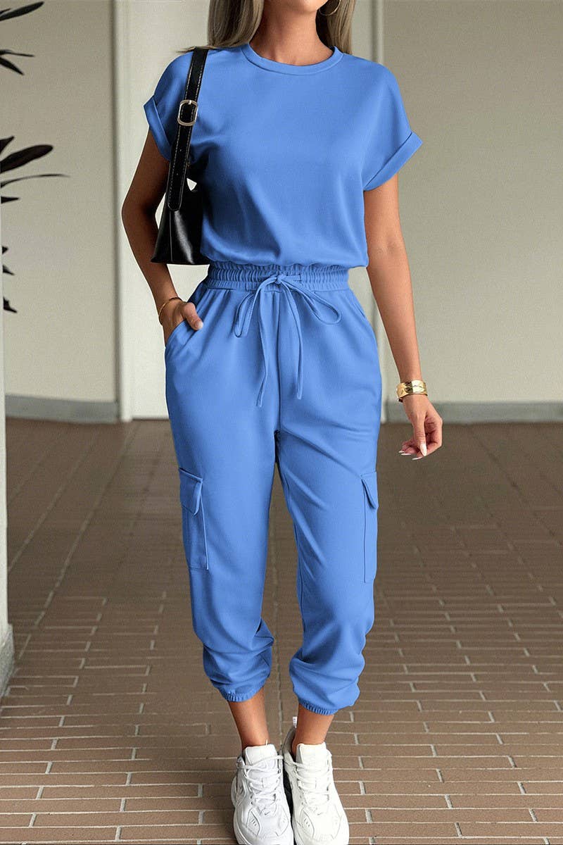 NINEXIS - Wholesale Top & Pant Set (NOT Loungewear) - Women's - CWSTB00444_SOLID CASUAL SHORT SLEEVE TEE & SHORTS SET5