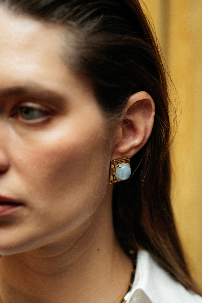 Ninon - Wholesale Stud/Post Earrings - Lampi Kare Küpe6