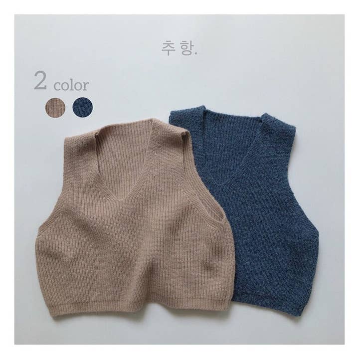 Chaleco de punto sin mangas con cuello en V para niños para venta al por mayor de VERDAVUE