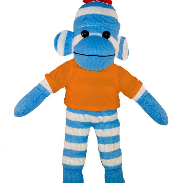 Plushland - Wholesale Stuffed/Plush Toy - Kids & Baby - Blue Sock Monkey Bean Bag animal 10"18
