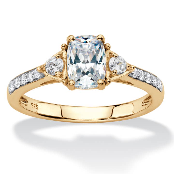 White Sapphire 3-Stone Promise Ring in Gold-Plated Silver and other Purchase Wholesale pinky promise ring. Free Returns & Net 60 Terms on Faire trending on Faire.