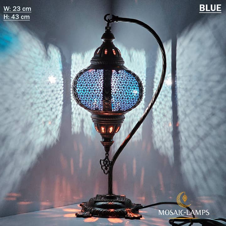 Mosaic Lamps - Wholesale Accent/Desk Lamp - Syrian Swan Neck Table Lamp, Gooseneck Perforated Metal Desk