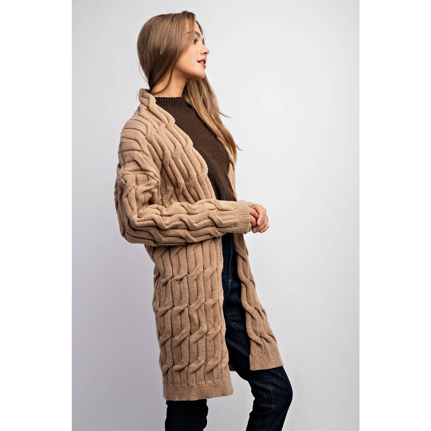 Sweet Generis - Wholesale Cardigan - Women's - CHUNKY CABLE KNITTING CARDIGAN15