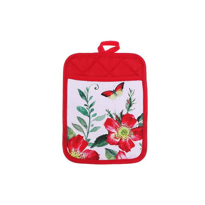 Multi Manique avec poche à motif floral rouge ardent en vente sur Faire