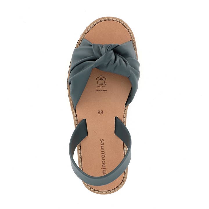 Avarca Bahia Leather Petrol - Summer Sandal for wholesale by Minorquines