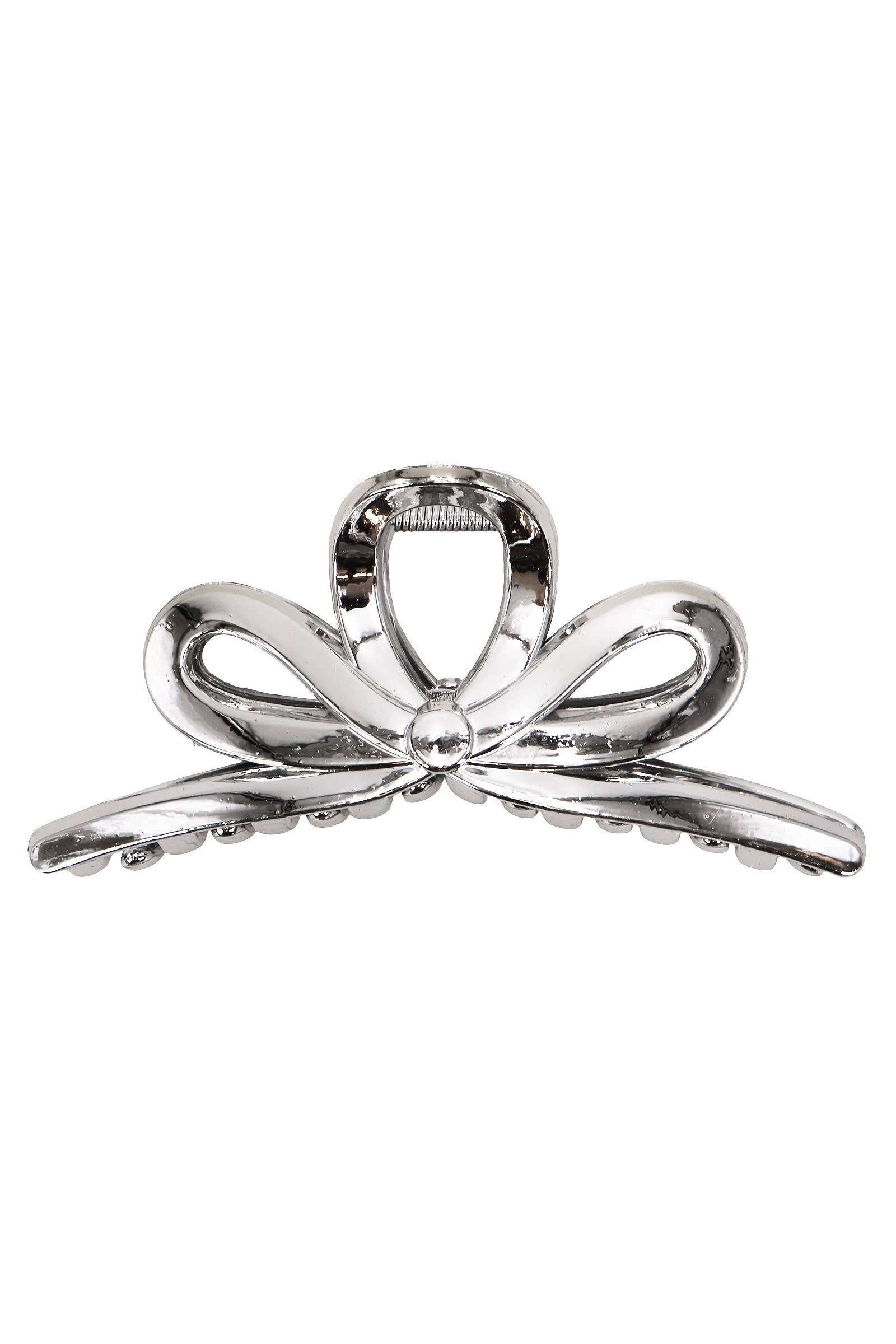 ASSORTED Chrome Metallic Ribbon Bow Wide Hair Claw for wholesale on Faire1