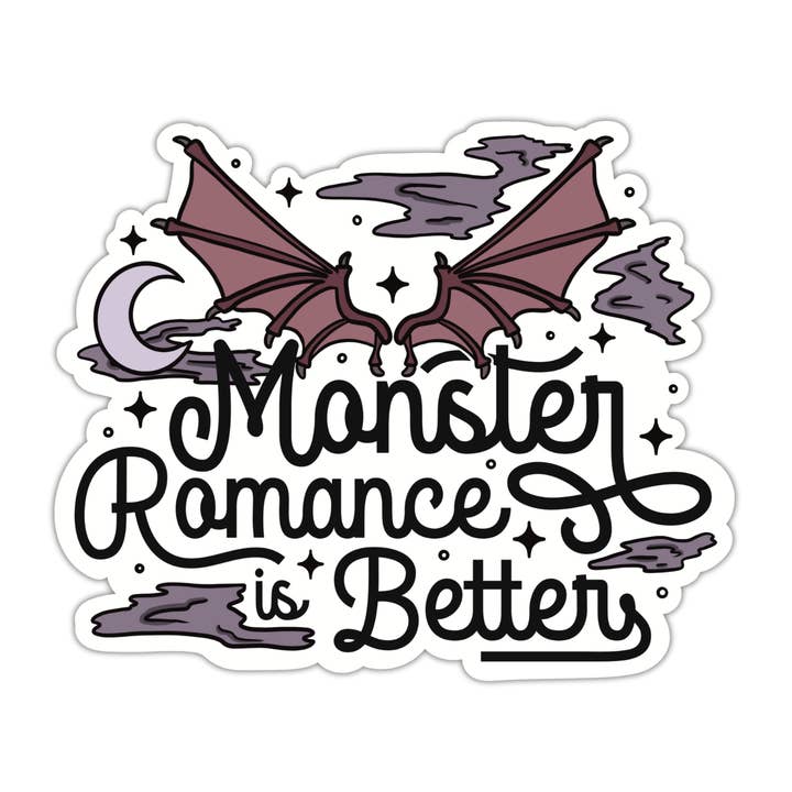 Monster Romance is Better Bookish Vinyl Sticker for wholesale by Midnight Door Studio