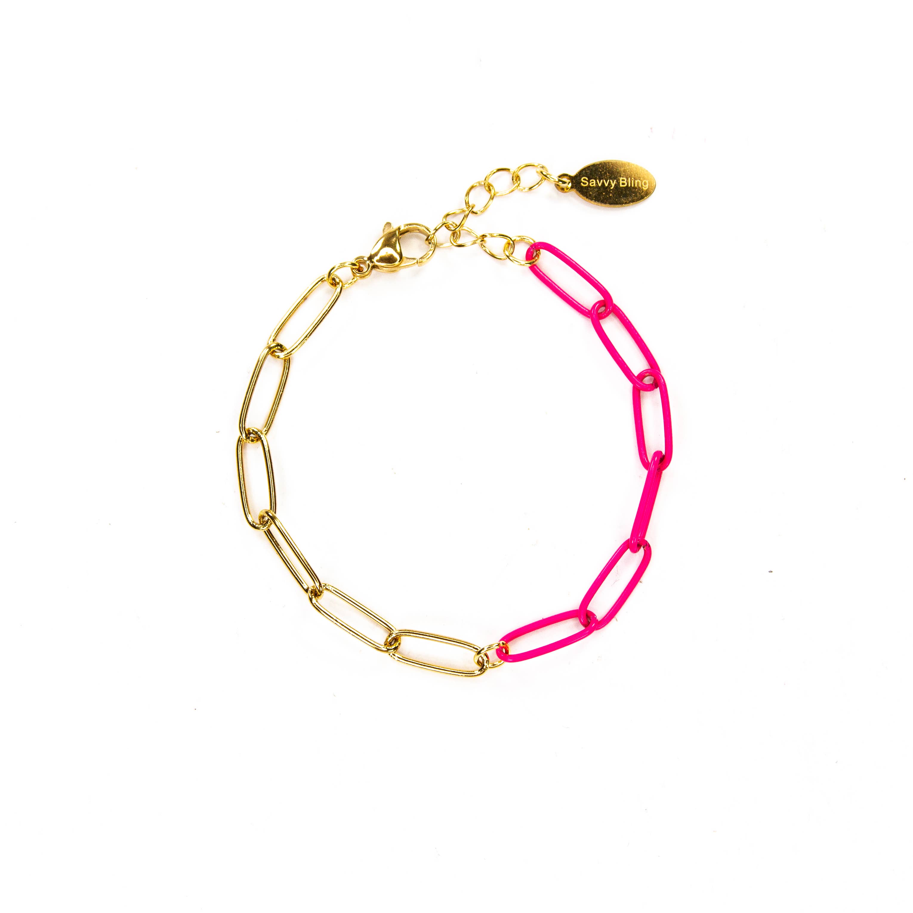Savvy Bling - Wholesale Link & Chain Bracelet - Enamel 16+ Colors paperclip & Gold chain link bracelet11