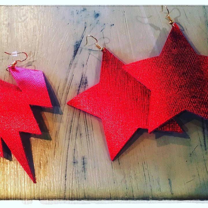 Rote Metallic-Leder-Sterne oder Licht- für den Großhandel von JAG/ged Edge Jewelry