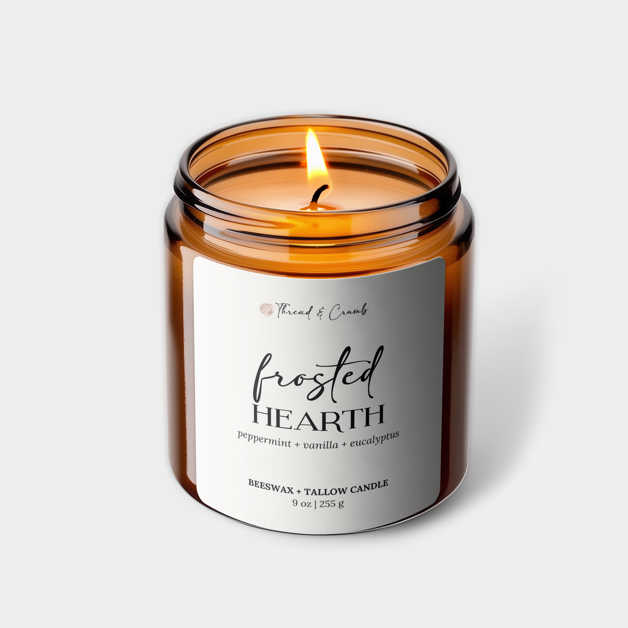 Thread & Crumb - Wholesale Jar/Filled Candle - "Frosted Hearth" Beeswax + Tallow Candle | Holiday Candle1