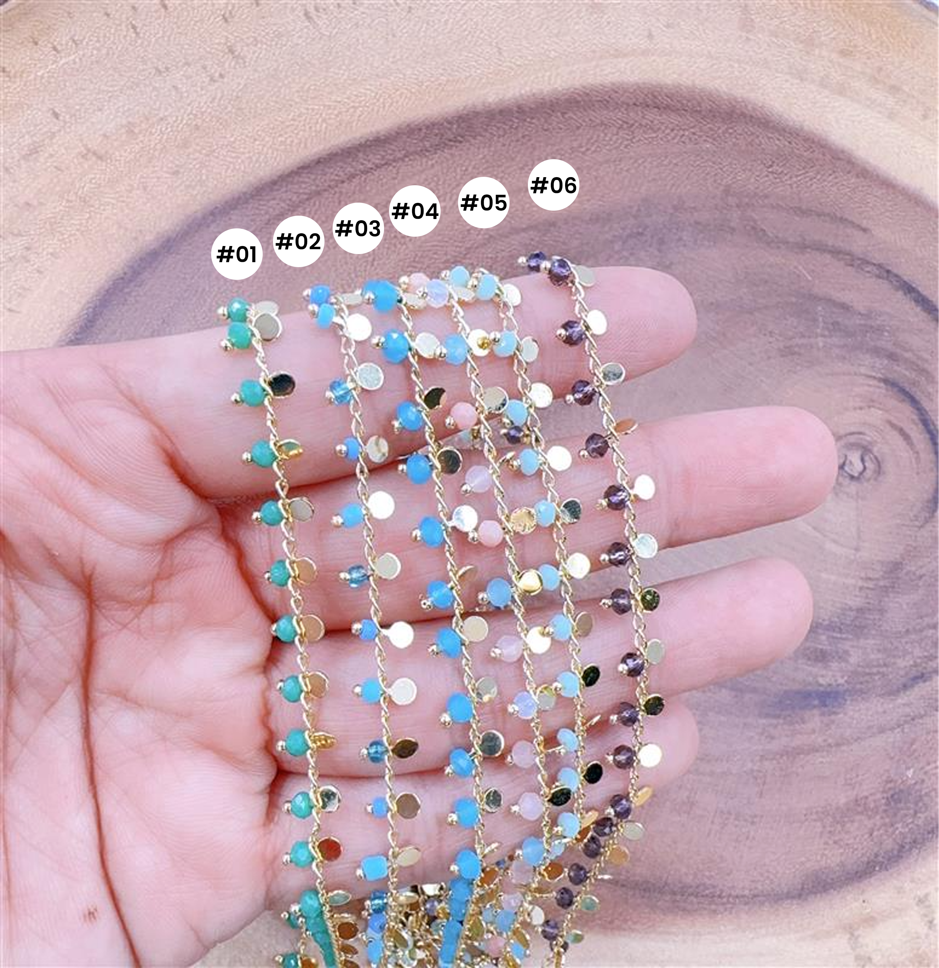 Beads Creation - Wholesale Beaded/Pearl Necklace - Turquoise Crystal Beaded Chain By CH2260