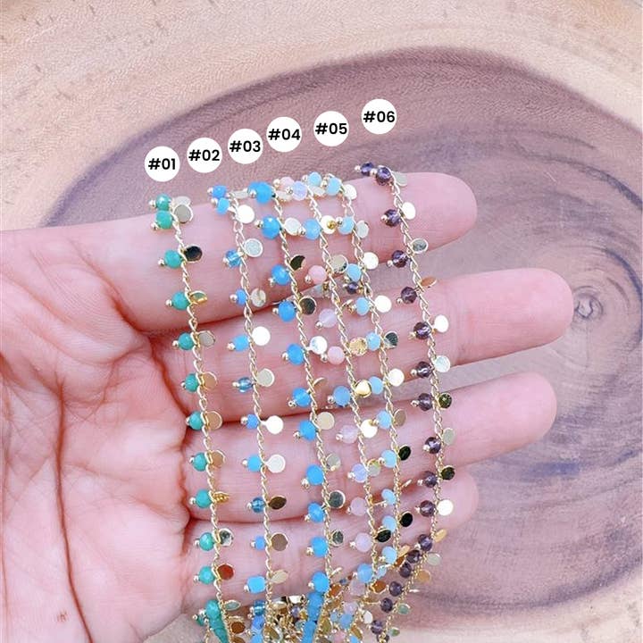 Beads Creation - Wholesale Beaded/pearl necklace - Turquoise Crystal Beaded Chain By CH226