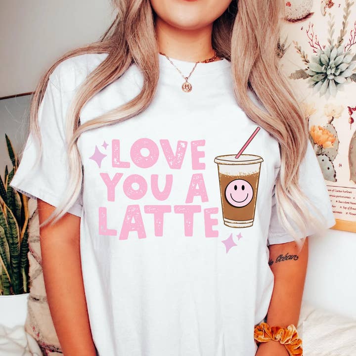 Love you latte vintage coffe valentines day Graphic Tee for wholesale by Par.tees by Party On!