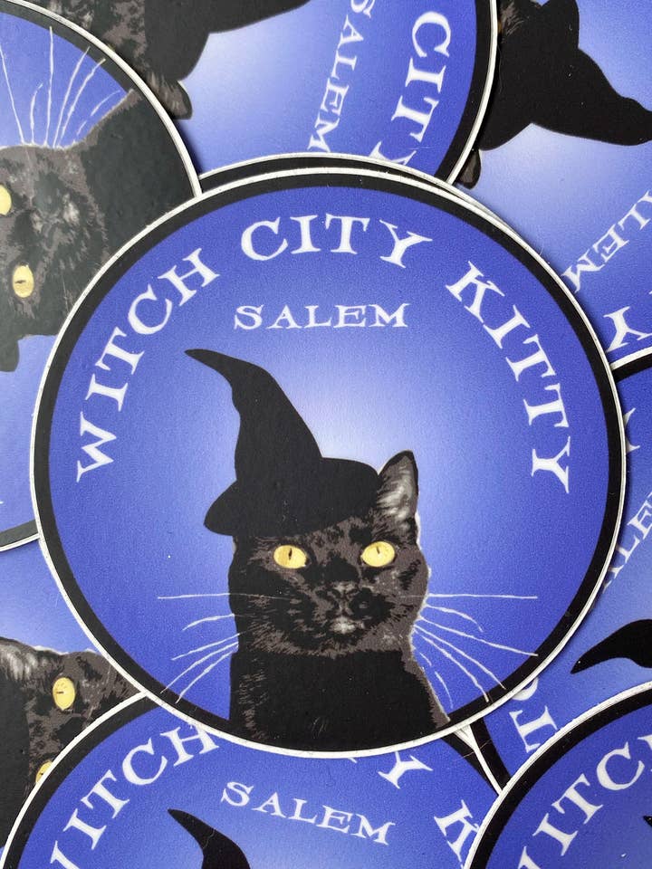 Witch City Kitty 3" Sticker for wholesale by Notso Kitty