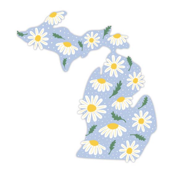 Stuck on Michigan - Wholesale Sticker - Daisy Michigan Sticker — Matte Vinyl, Dishwasher Safe