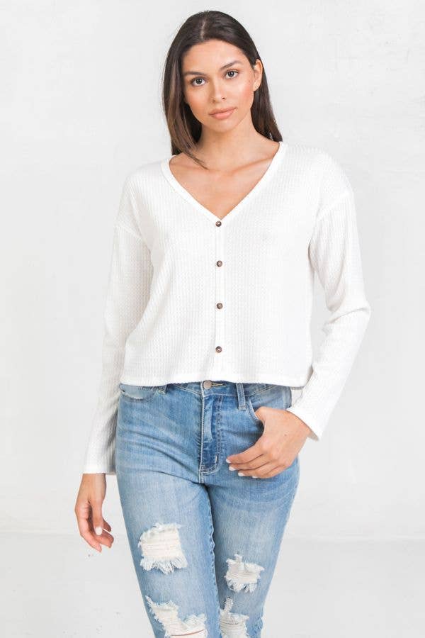 FLYING TOMATO - Wholesale Gebreide top - Dames - Een stevige gebreide top met wafelpatroon - AT2085FM5